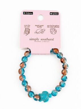 Simply Southern New Color Teal and Copper Turtle Stretch Bracelet